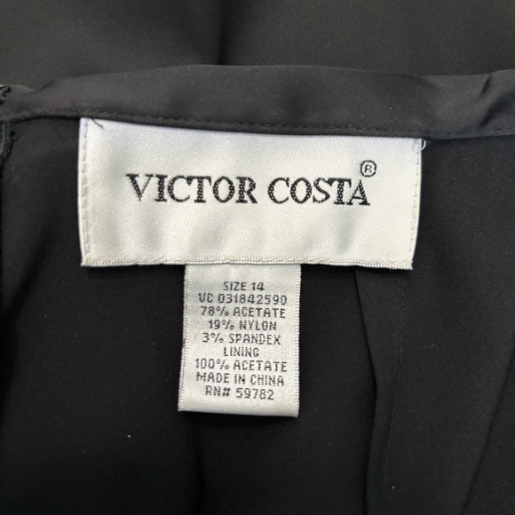 VICTOR COSTA Vintage Black Satin Midi Pencil Skirt Size 14 - Picture 3 of 5